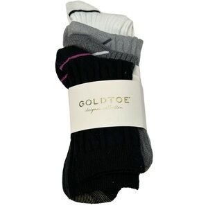 Goldtoe Designer Collection Mid Calf Socks - pack of 4 - Black Grey Beige White